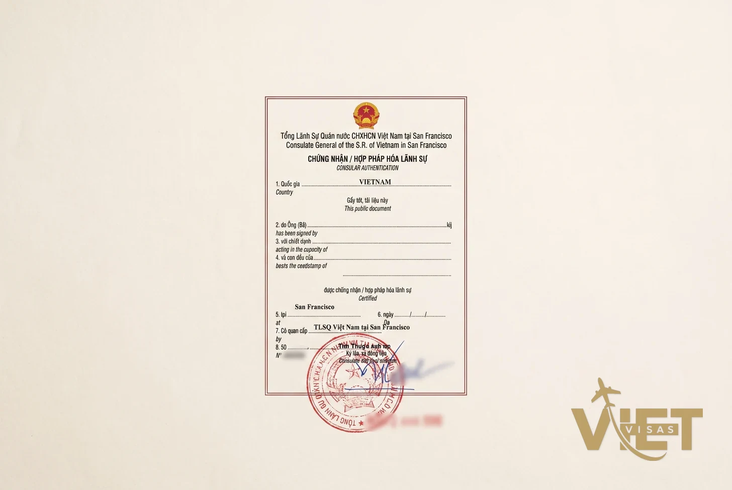 Hợp pháp hóa lãnh sự giấy tờ Mỹ